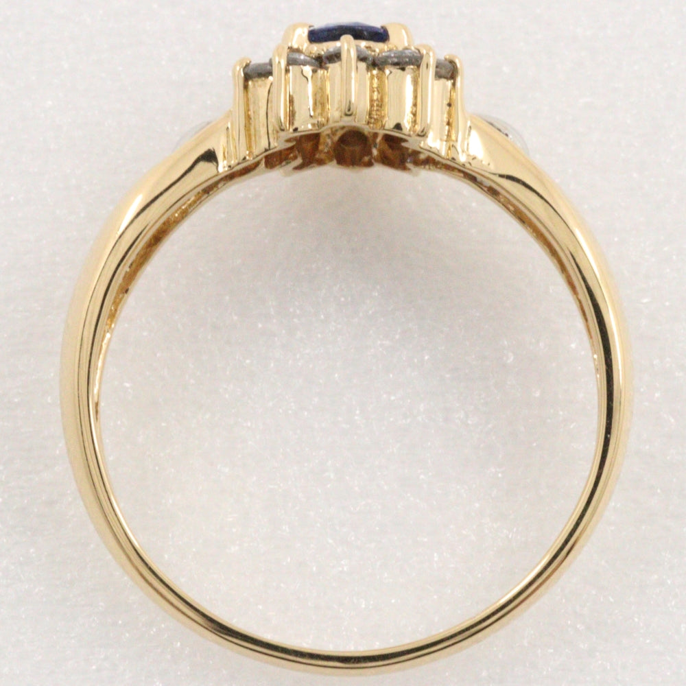 K18 Gold Pt900 Platinum Sapphire Diamond Ring