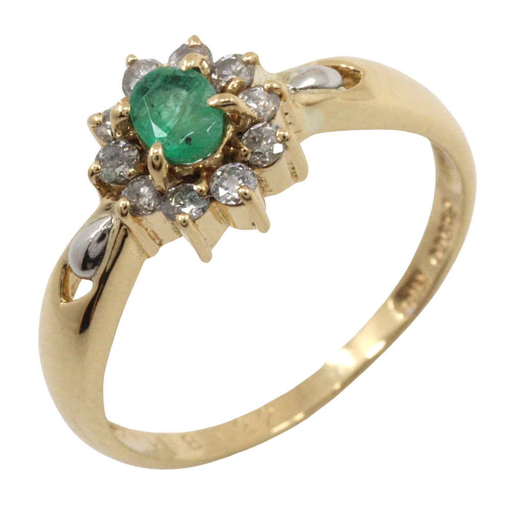 K18 Gold Emerald Diamond Ring