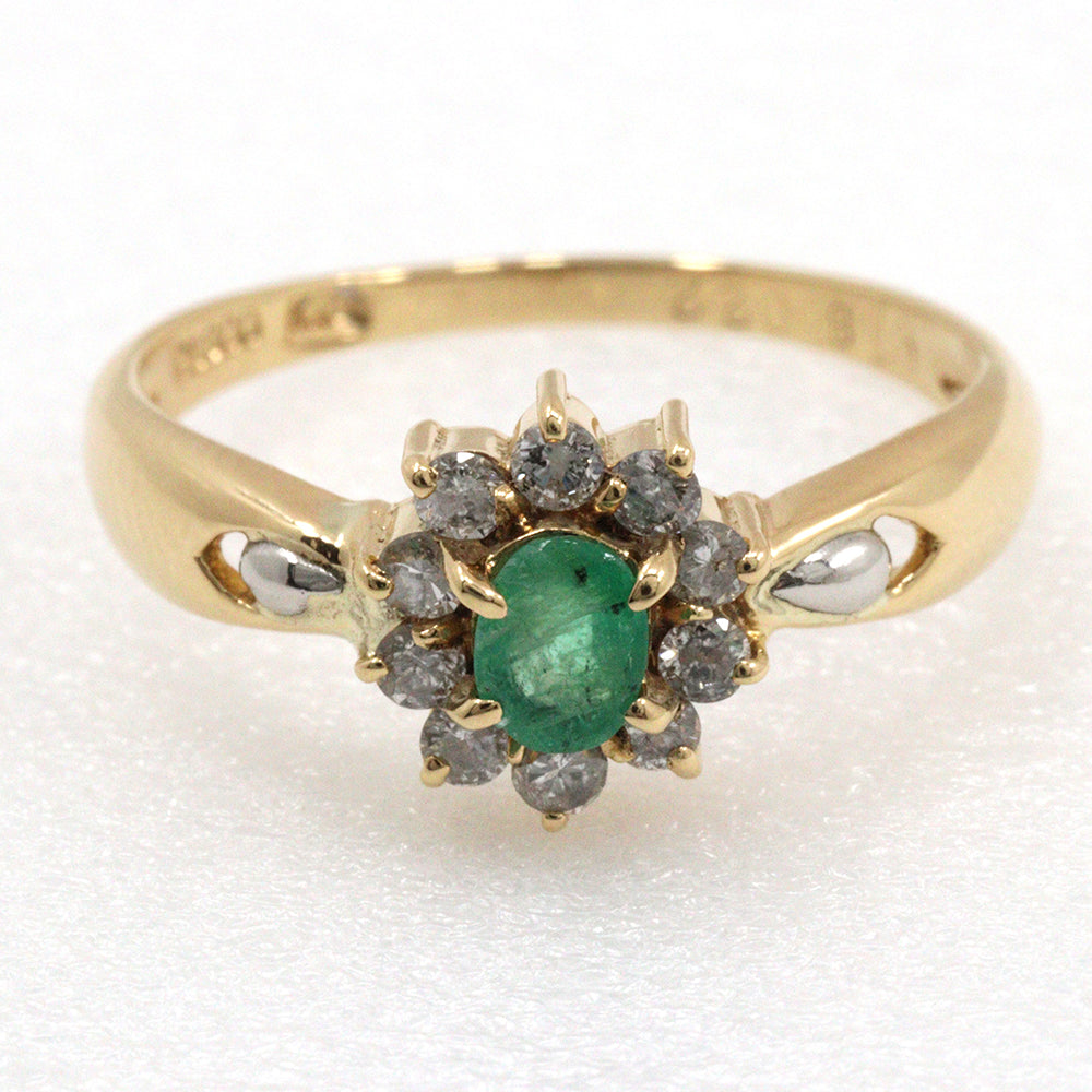 K18 Gold Emerald Diamond Ring