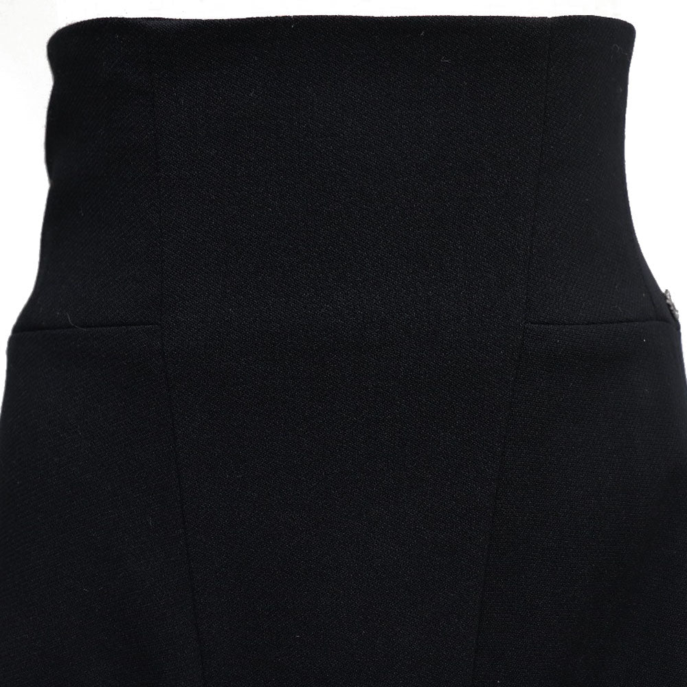 Chanel Wool High Waist Skirt Black