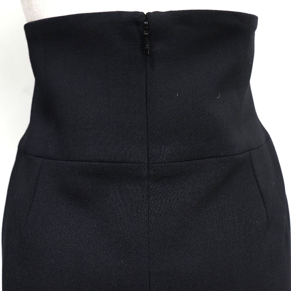 Chanel Wool High Waist Skirt Black