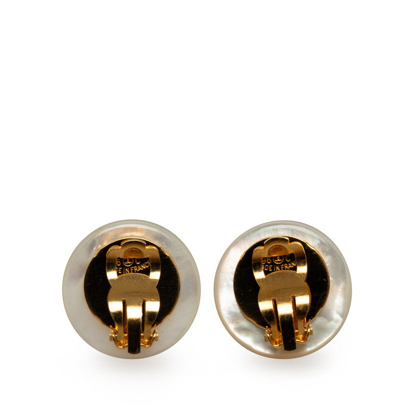 Chanel Faux Pearl CC Clip On Earrings Metal Earrings in Good condition