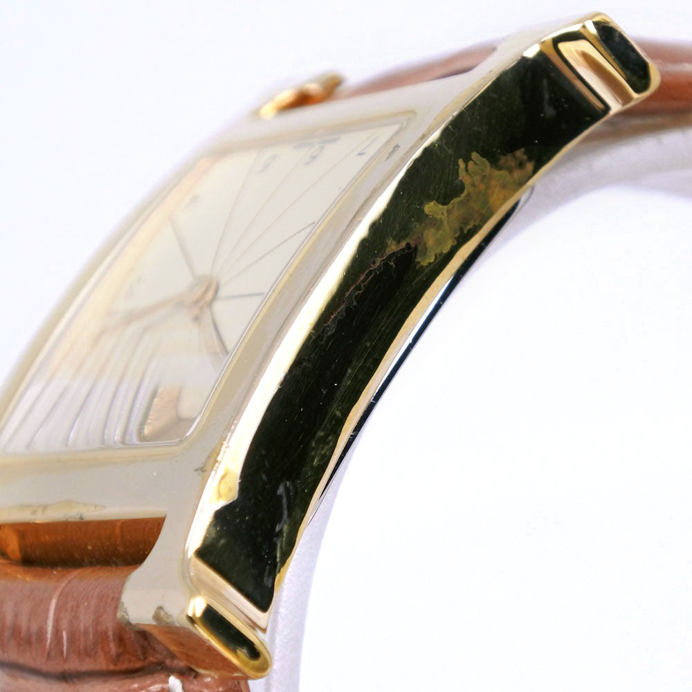 Hermes H Watch Stainless Steel Gold Plated Leather Quartz