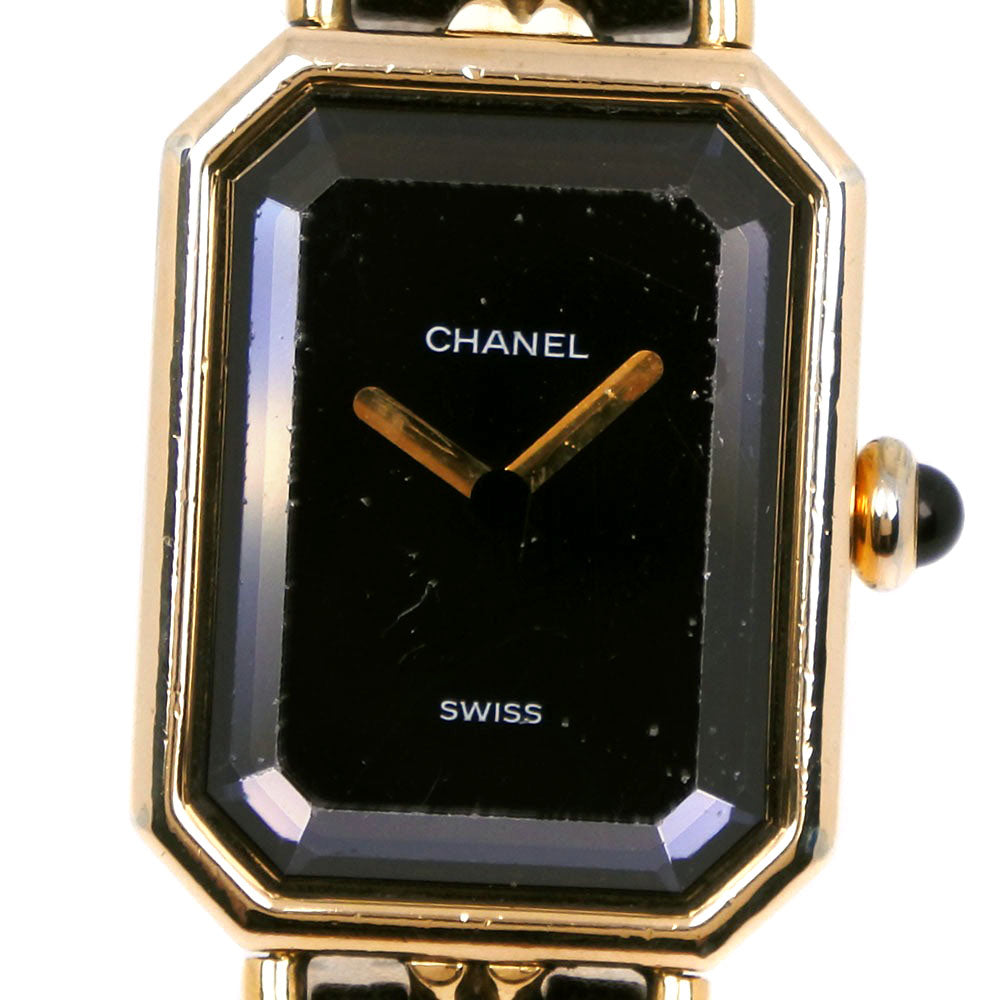 Chanel Premiere L Watch Gold Plated Leather Quartz