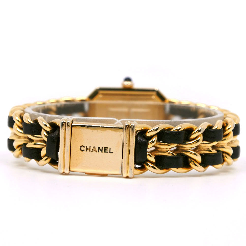 Chanel Premiere L Watch Gold Plated Leather Quartz