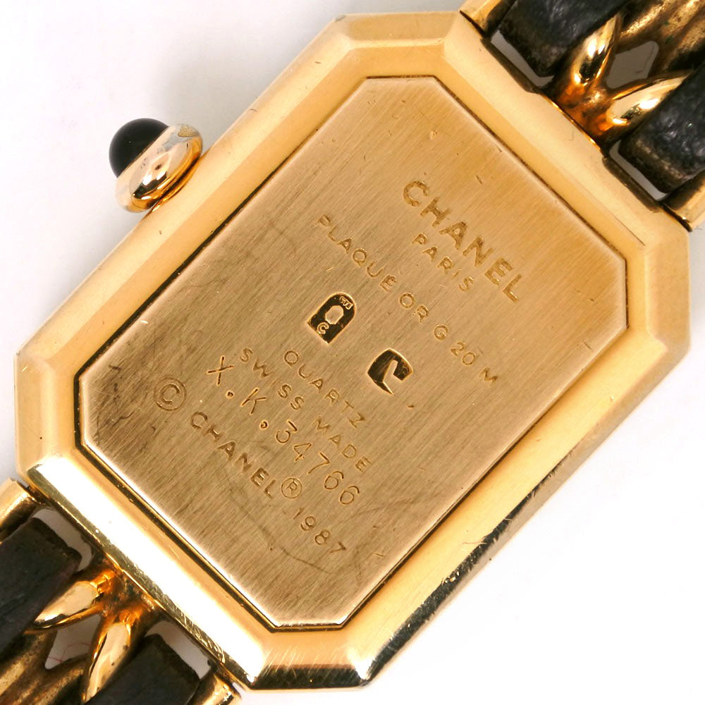 Chanel Premiere L Watch Gold Plated Leather Quartz