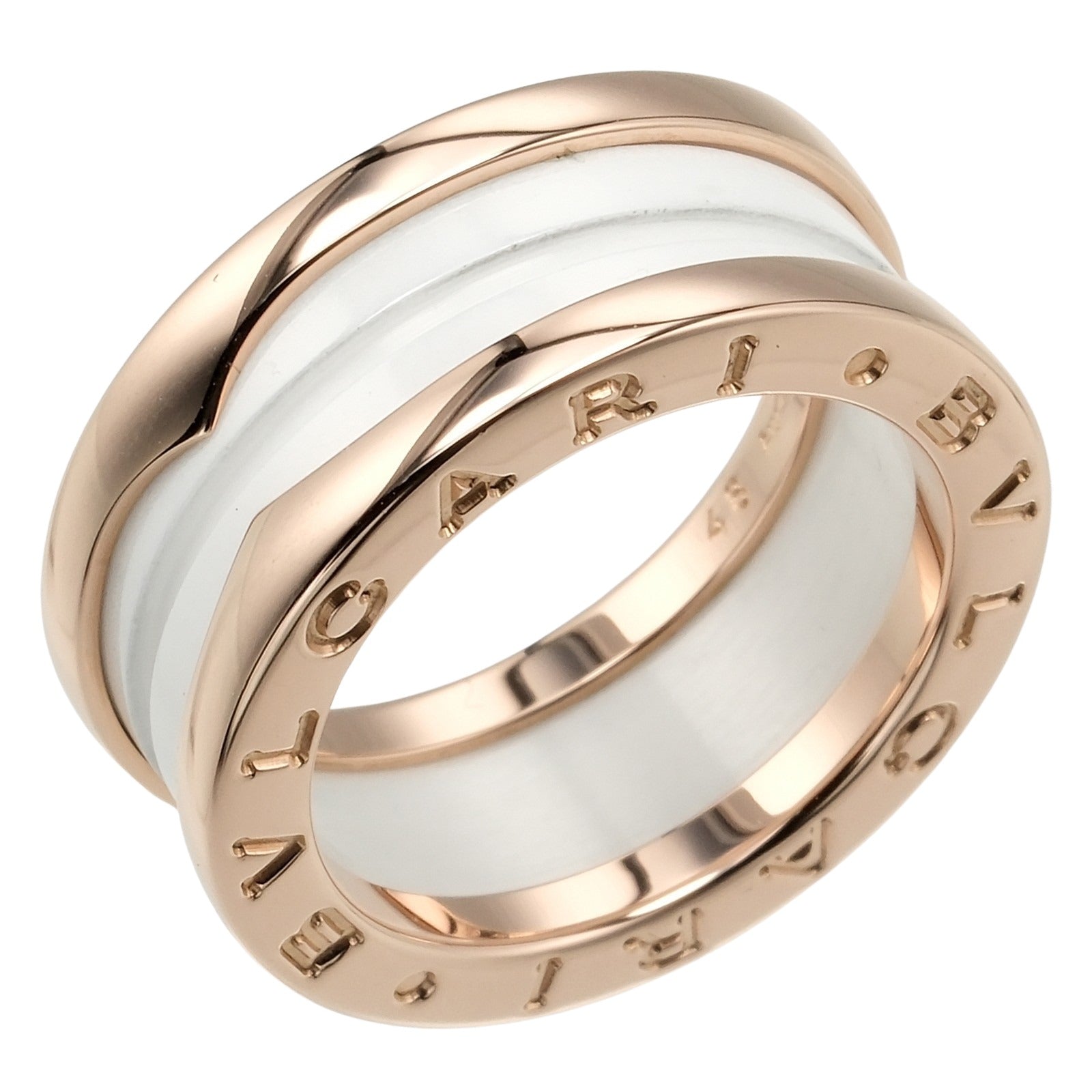 Bvlgari B.ZERO1 3-Band Ring K18 Pink Gold Ceramic