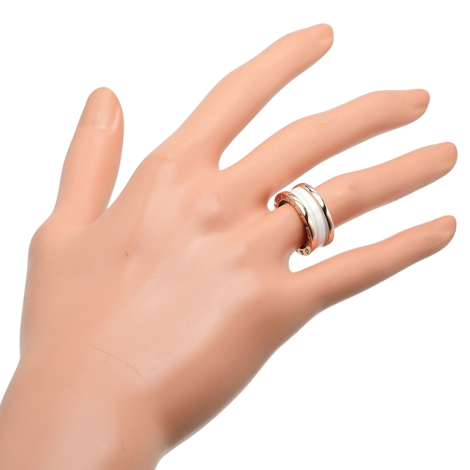 Bvlgari B.ZERO1 3-Band Ring K18 Pink Gold Ceramic