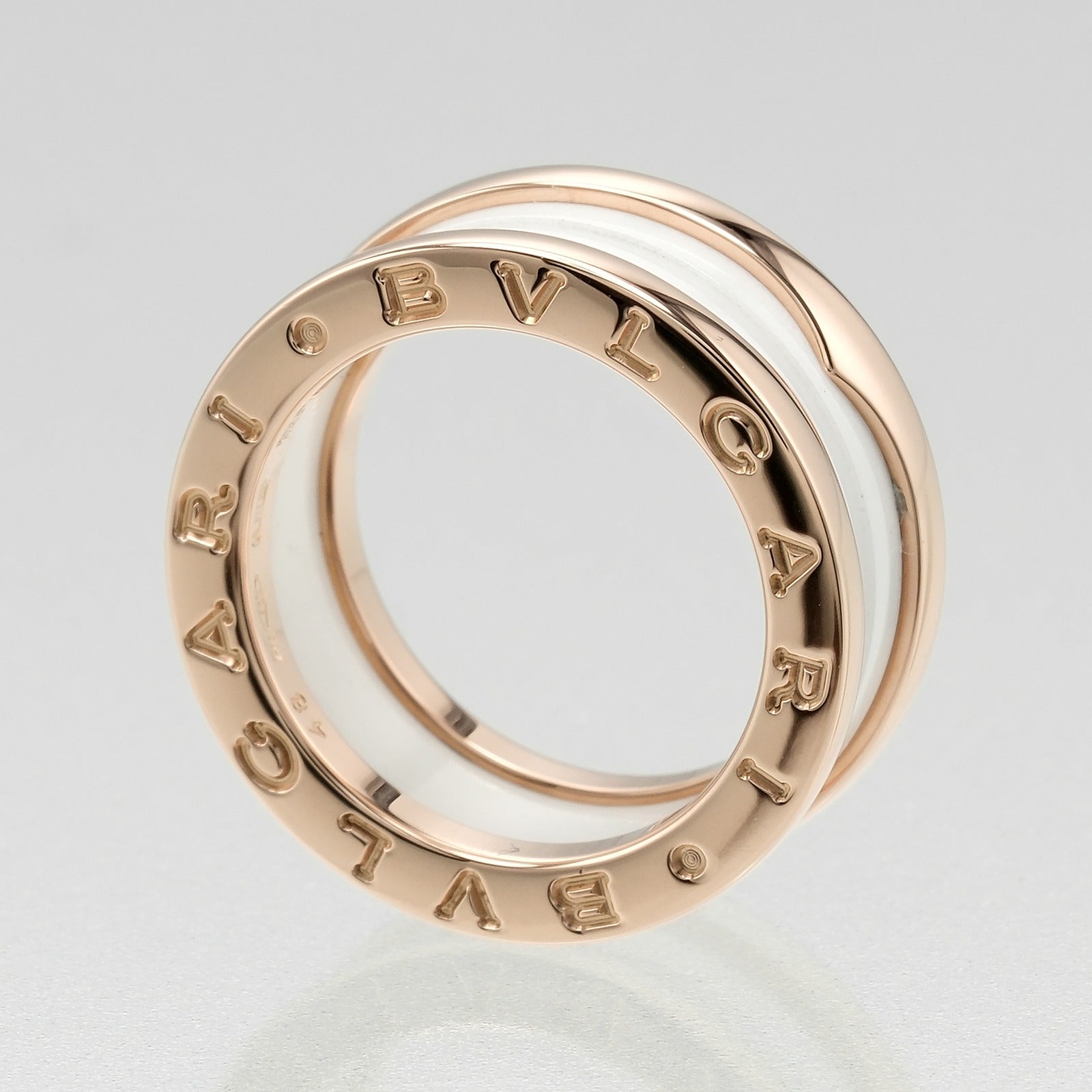 Bvlgari B.ZERO1 3-Band Ring K18 Pink Gold Ceramic