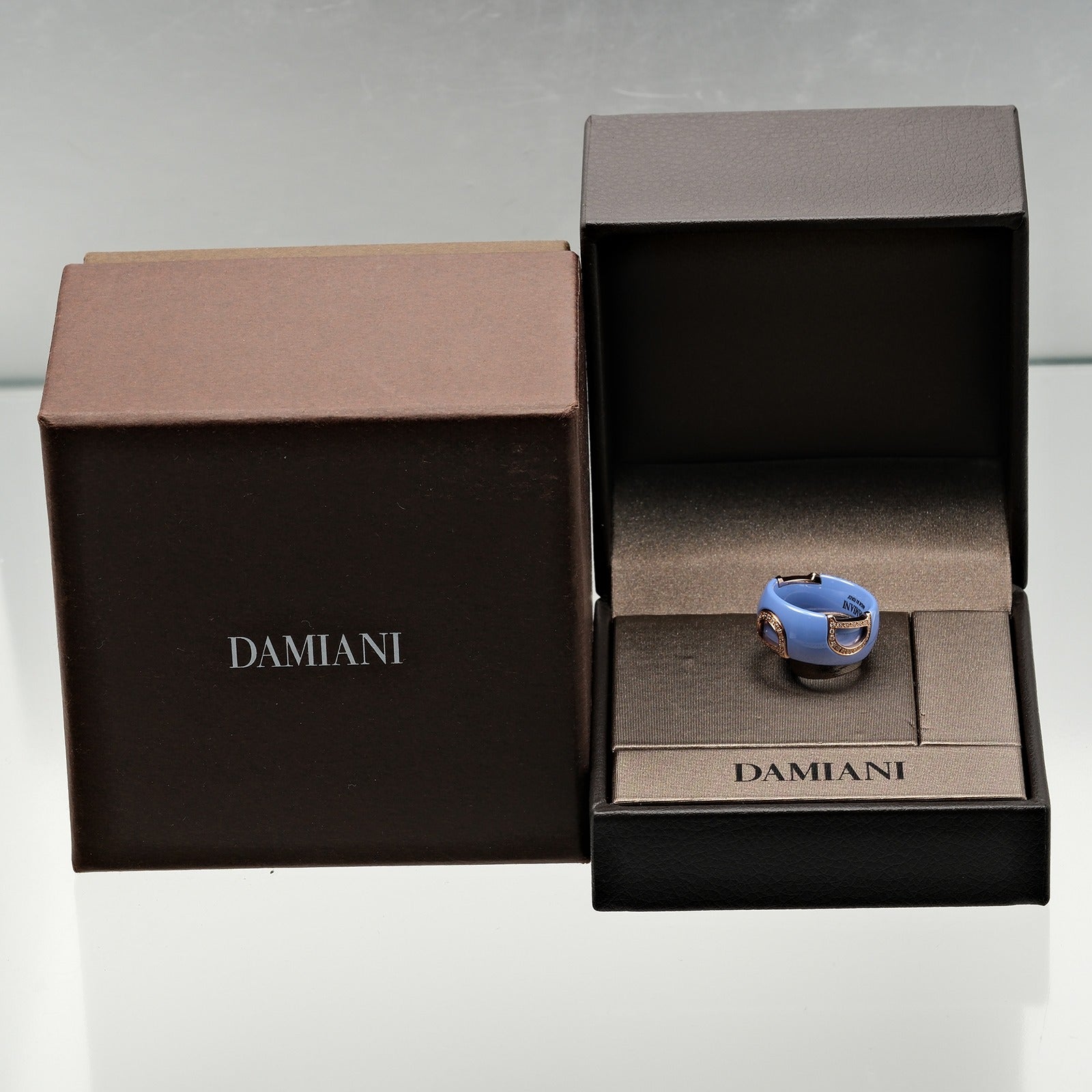 Damiani D Icon Ring K18 Pink Gold Ceramic Diamond