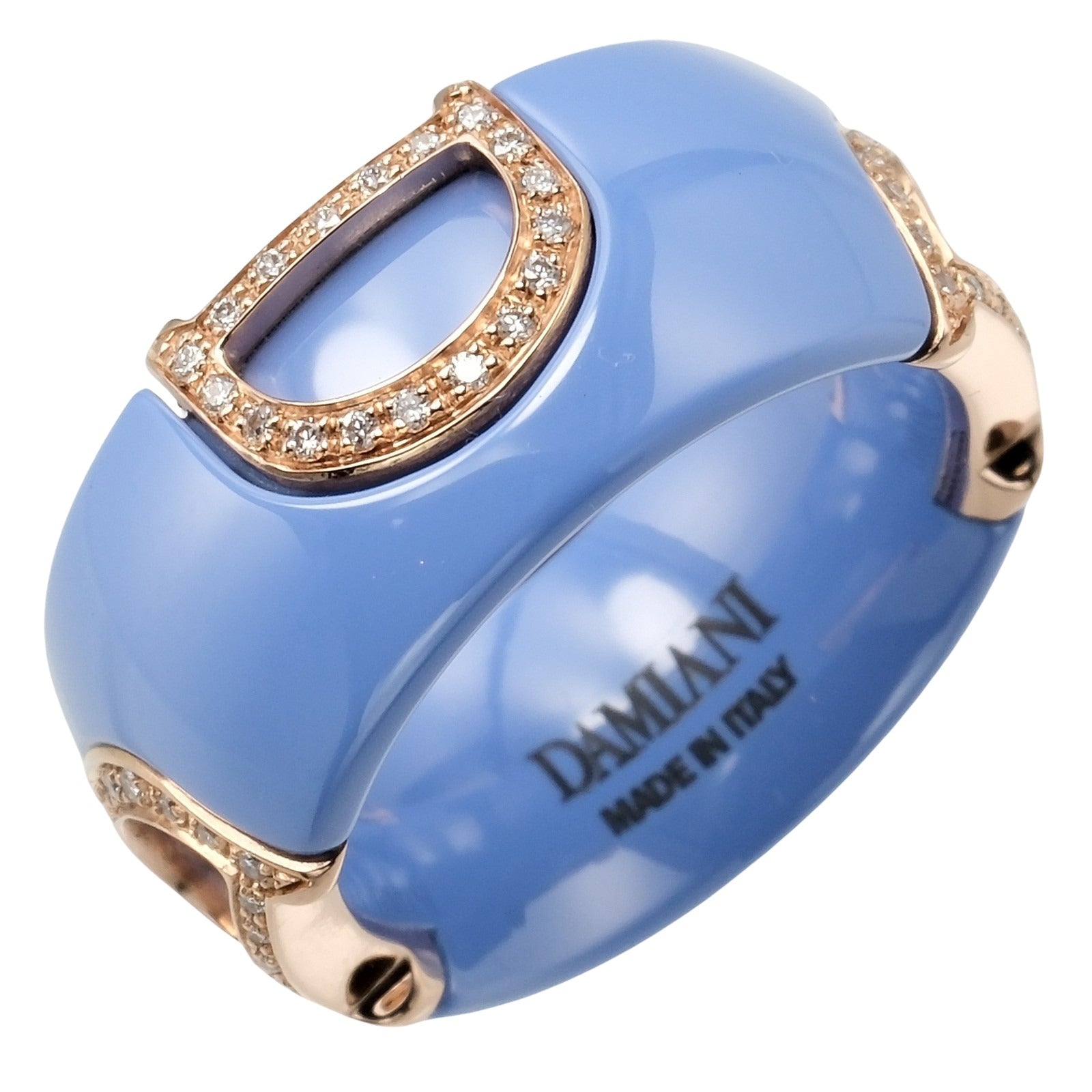 Damiani D Icon Ring K18 Pink Gold Ceramic Diamond