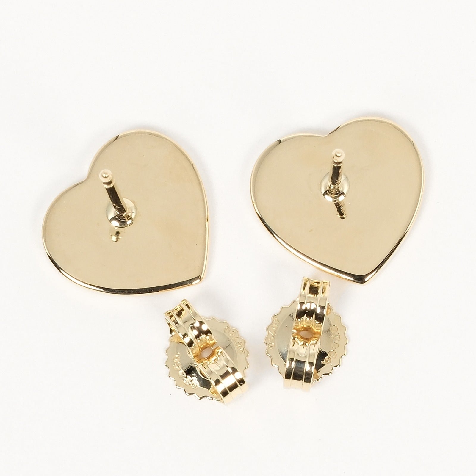 Tiffany Heart Tag Earrings K18 Yellow Gold