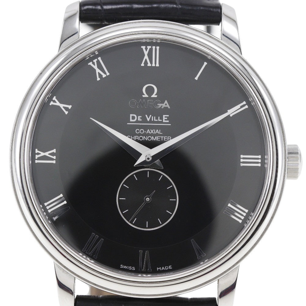 Omega De Ville Watch Stainless Steel Leather