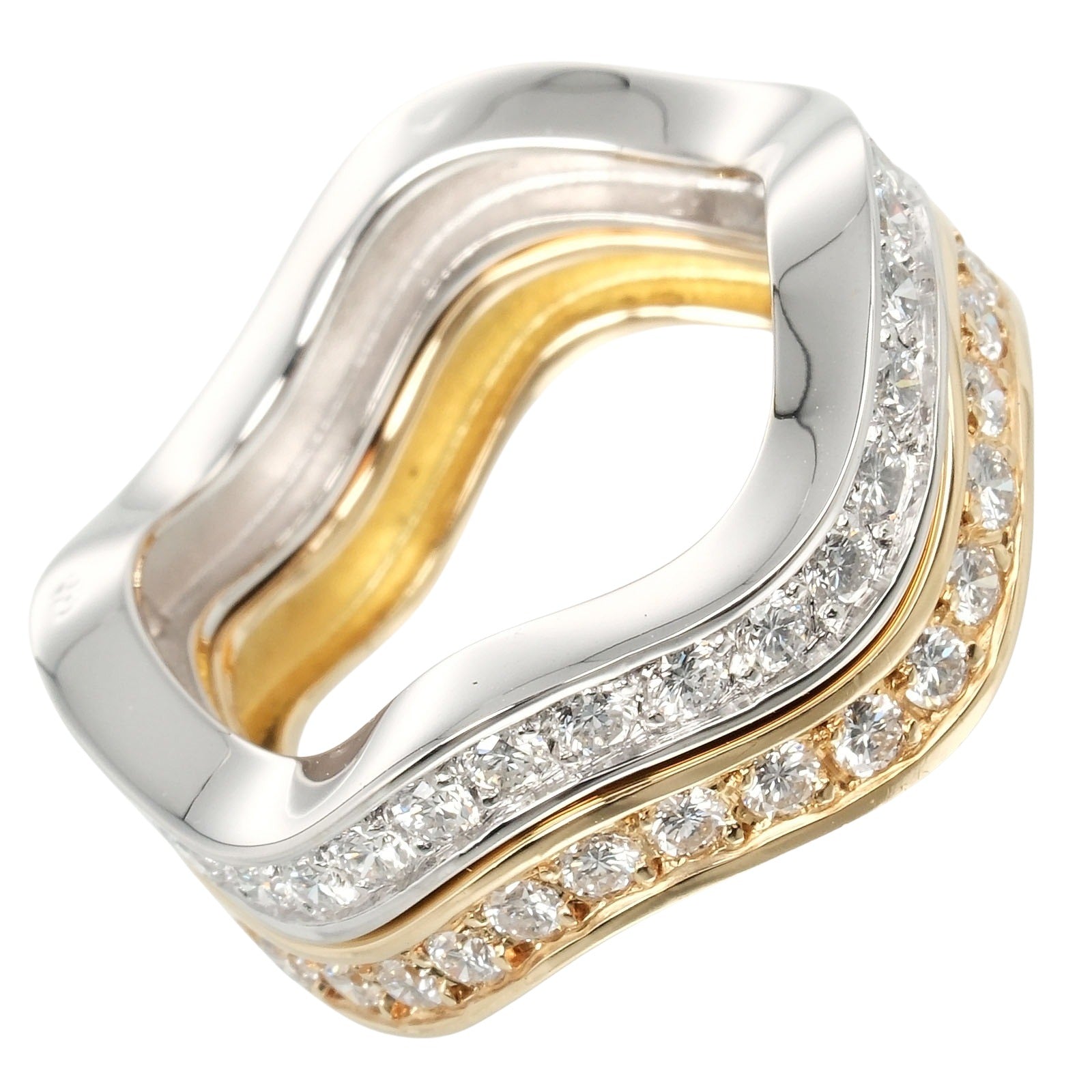 Cartier Neptune 2-Row Ring K18 Gold Diamond