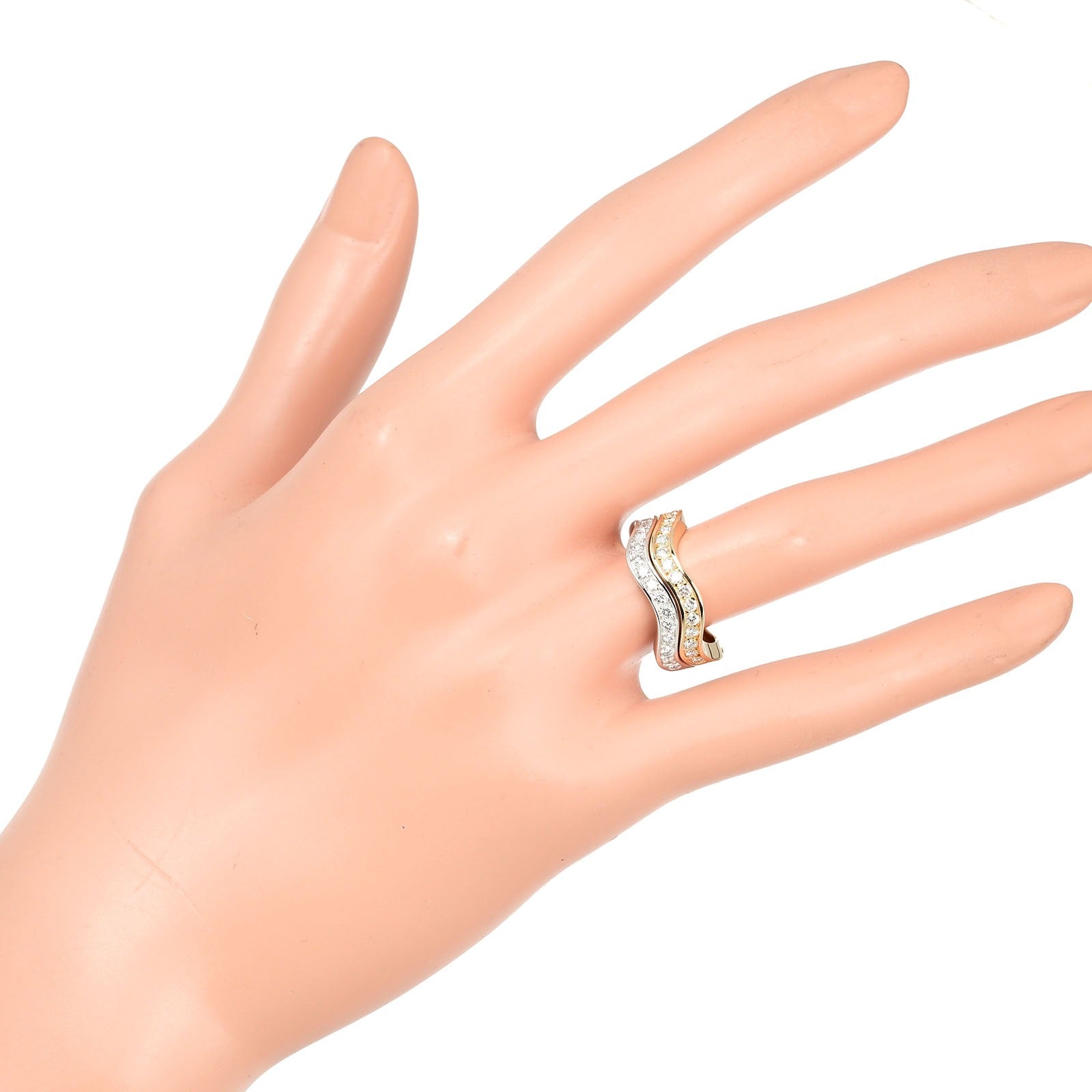 Cartier Neptune 2-Row Ring K18 Gold Diamond