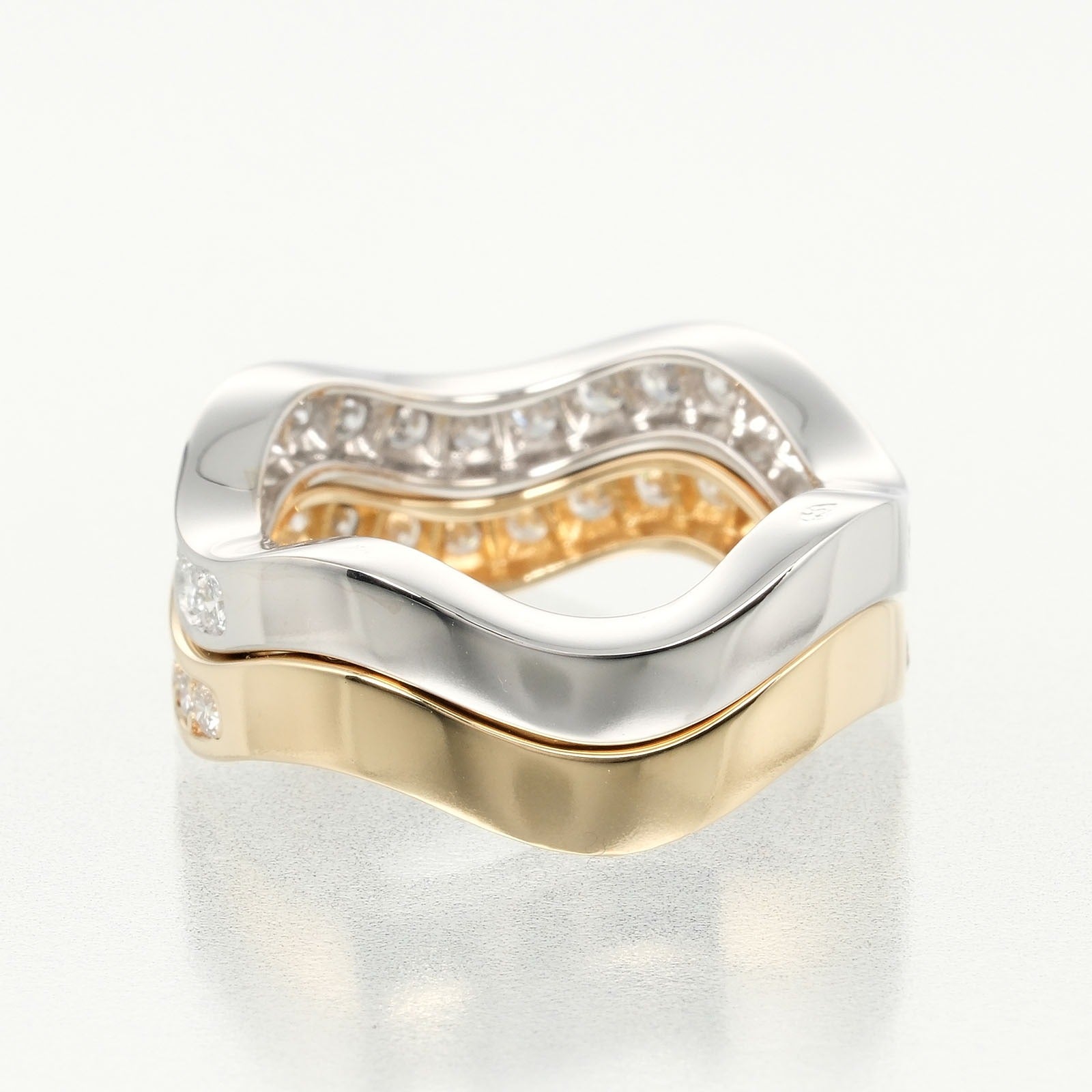 Cartier Neptune 2-Row Ring K18 Gold Diamond