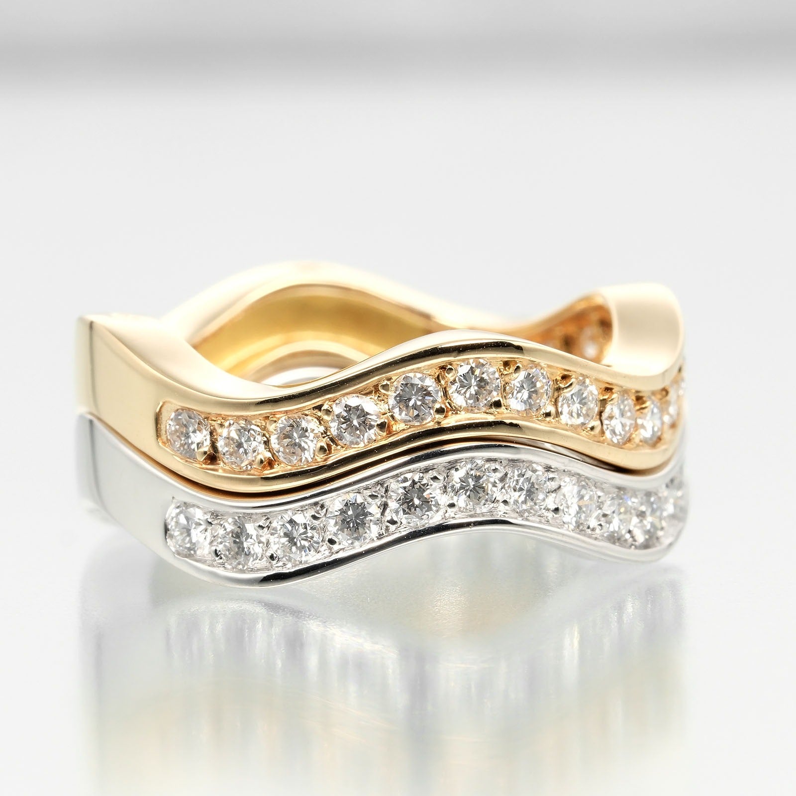 Cartier Neptune 2-Row Ring K18 Gold Diamond