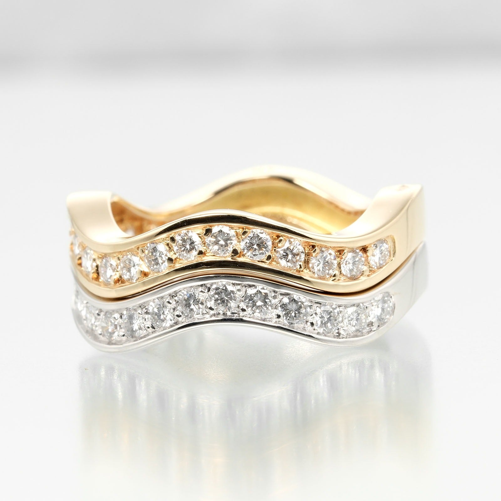 Cartier Neptune 2-Row Ring K18 Gold Diamond