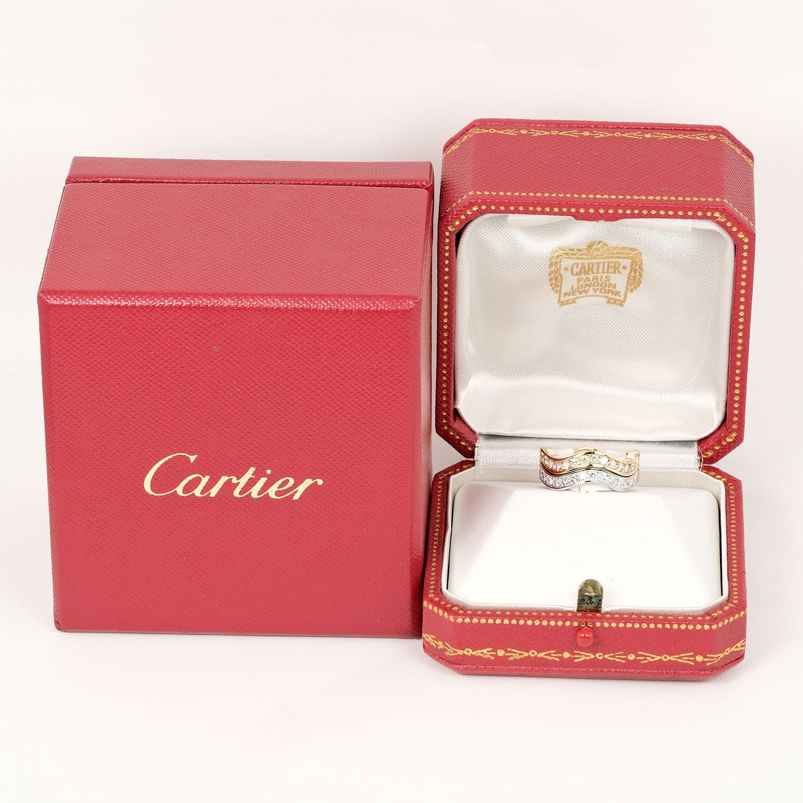 Cartier Neptune 2-Row Ring K18 Gold Diamond