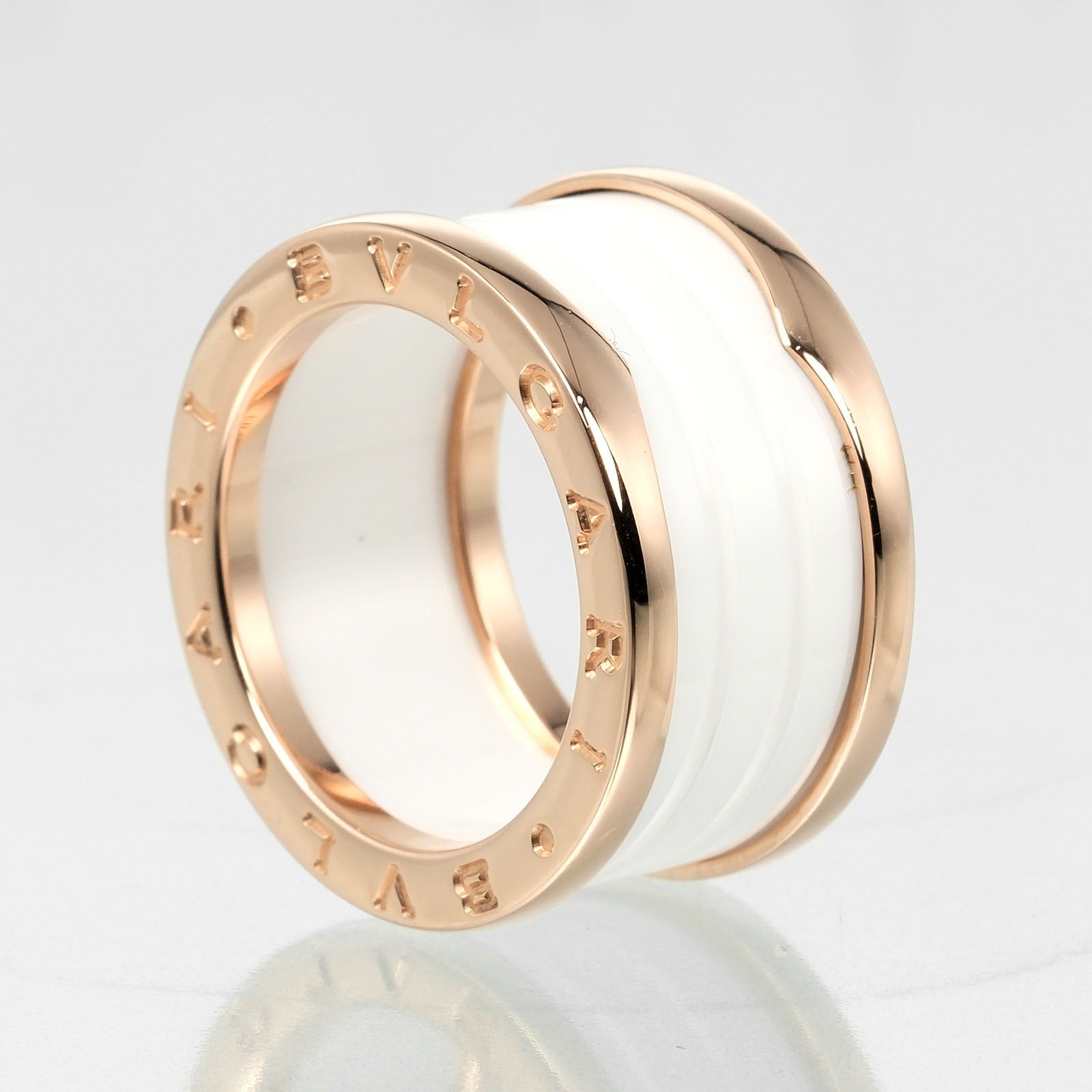 Bvlgari B.Zero1 4-Band Ring K18 Pink Gold Ceramic