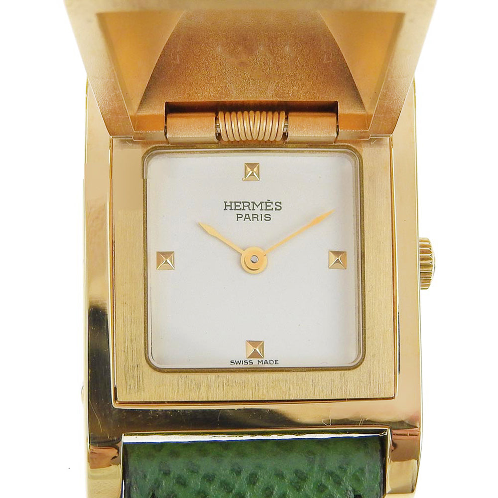 Hermes Medor Gold Plated Leather Quartz Watch