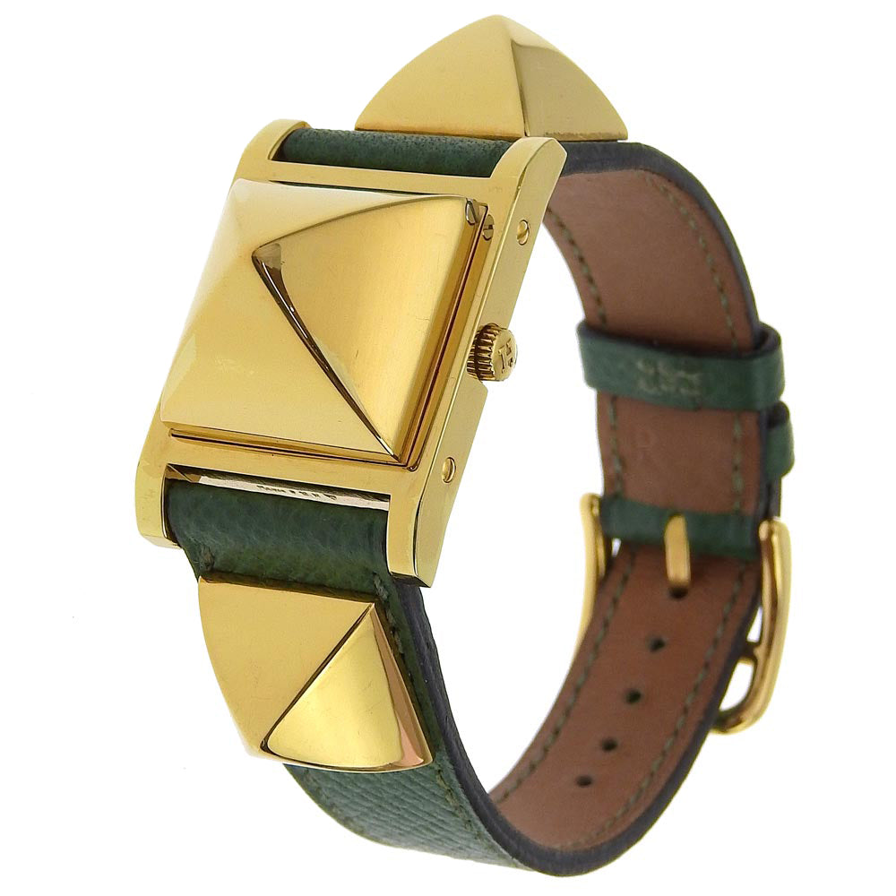 Hermes Medor Gold Plated Leather Quartz Watch