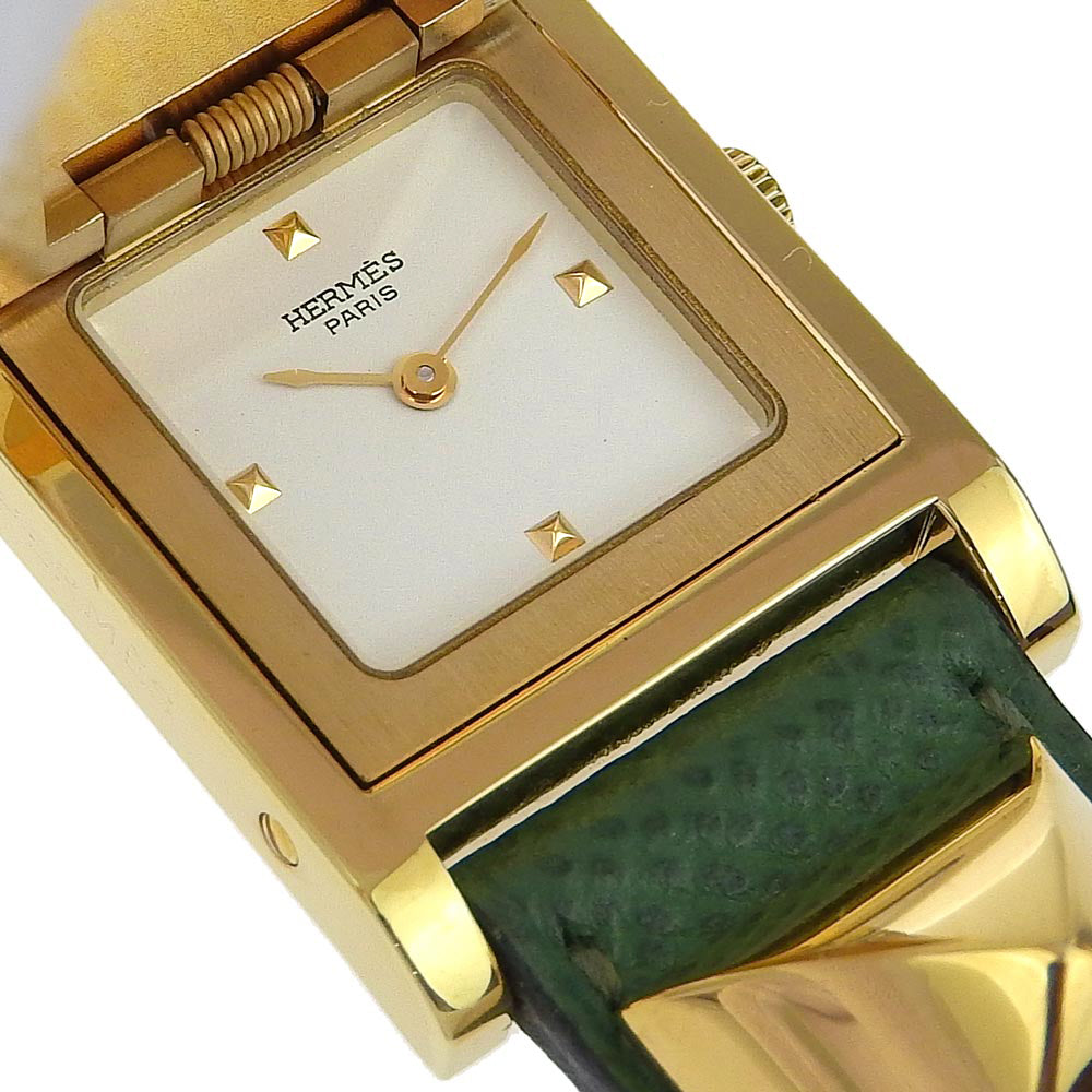 Hermes Medor Gold Plated Leather Quartz Watch