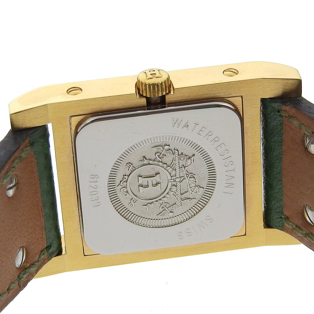 Hermes Medor Gold Plated Leather Quartz Watch