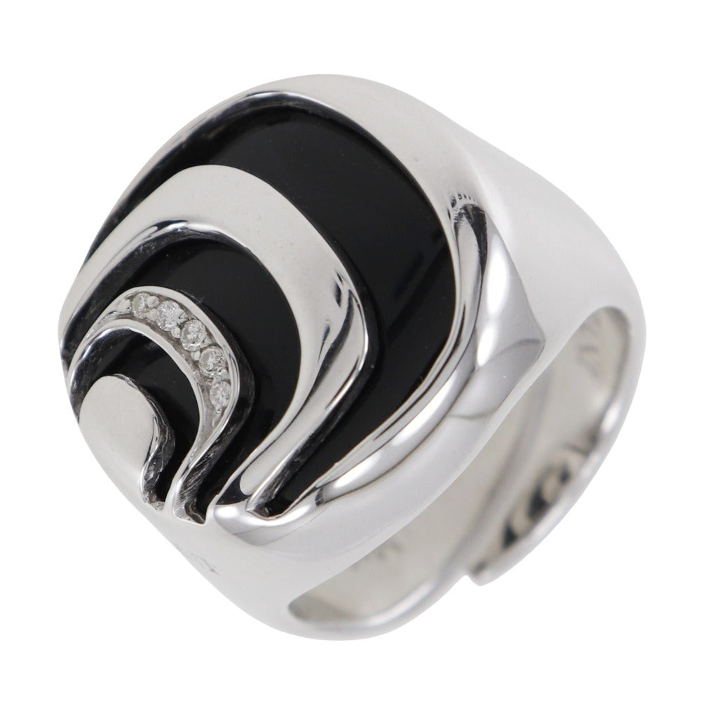 Damiani Silver 925 Onyx Diamond Ring 15