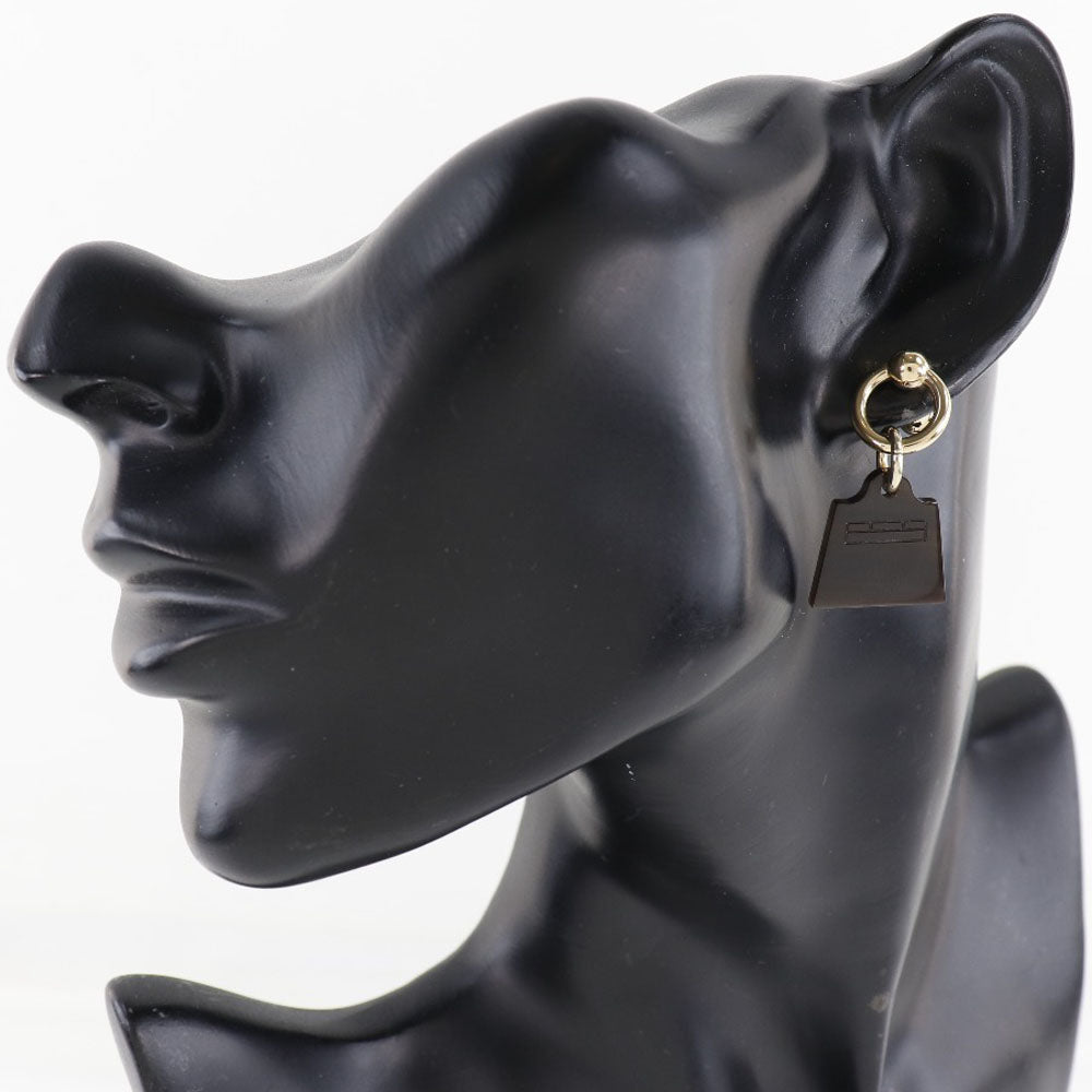 Hermes Amulet Earrings Buffalo Horn Gold Plated