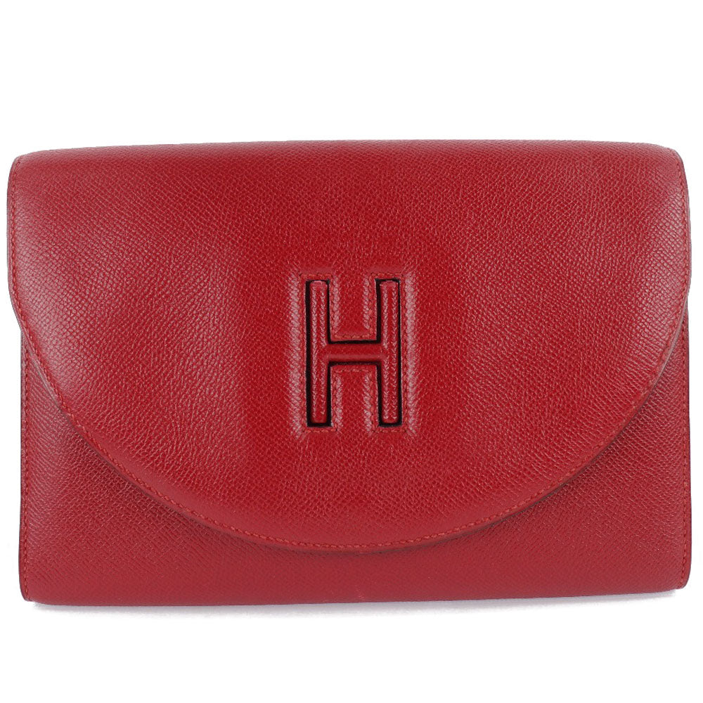 Hermes H Logo Clutch Bag Vintage Red