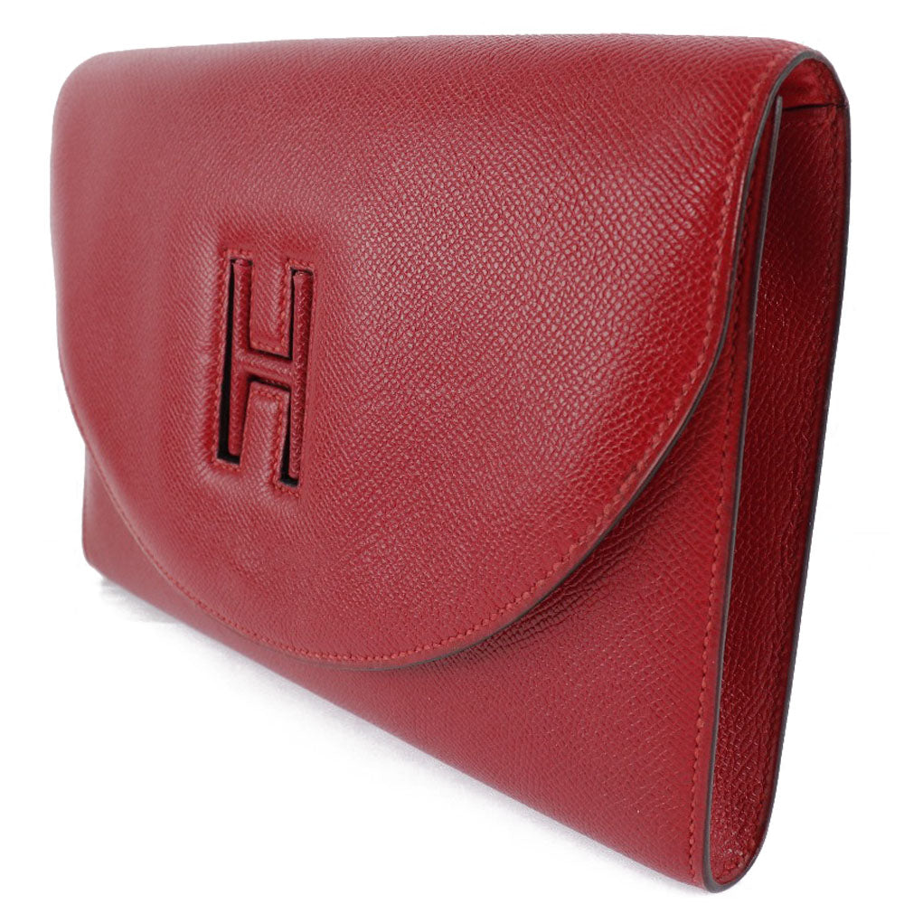 Hermes H Logo Clutch Bag Vintage Red