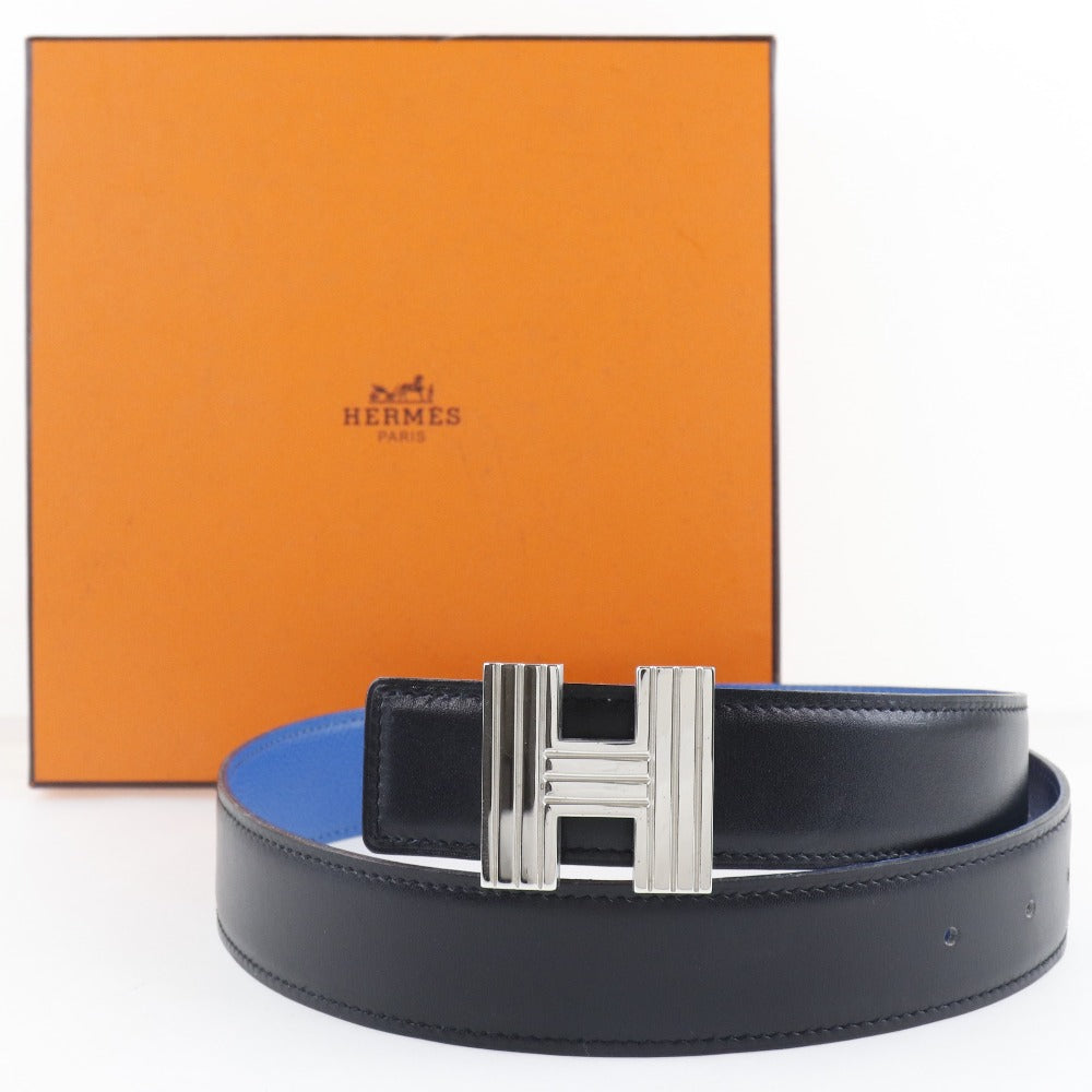 Hermes H Belt 65 Reversible Leather Black/Blue