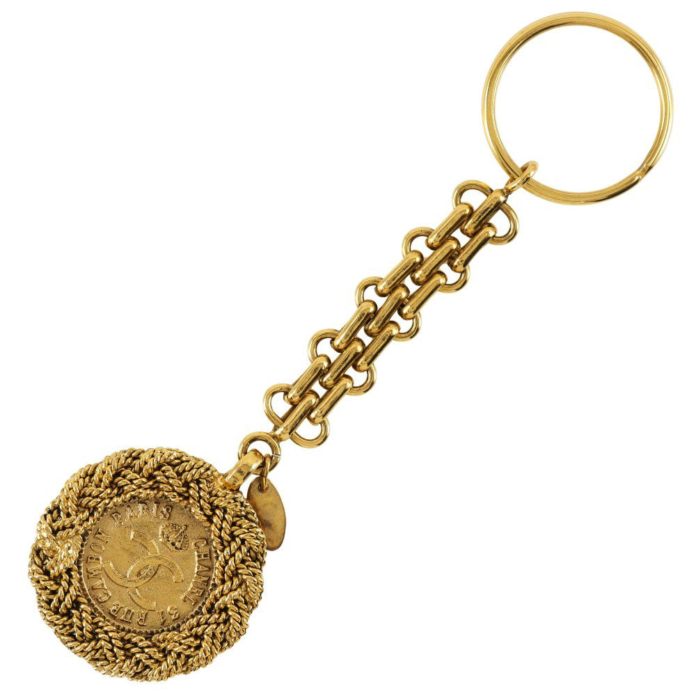 Chanel Coco Mark Keychain Gold Plated