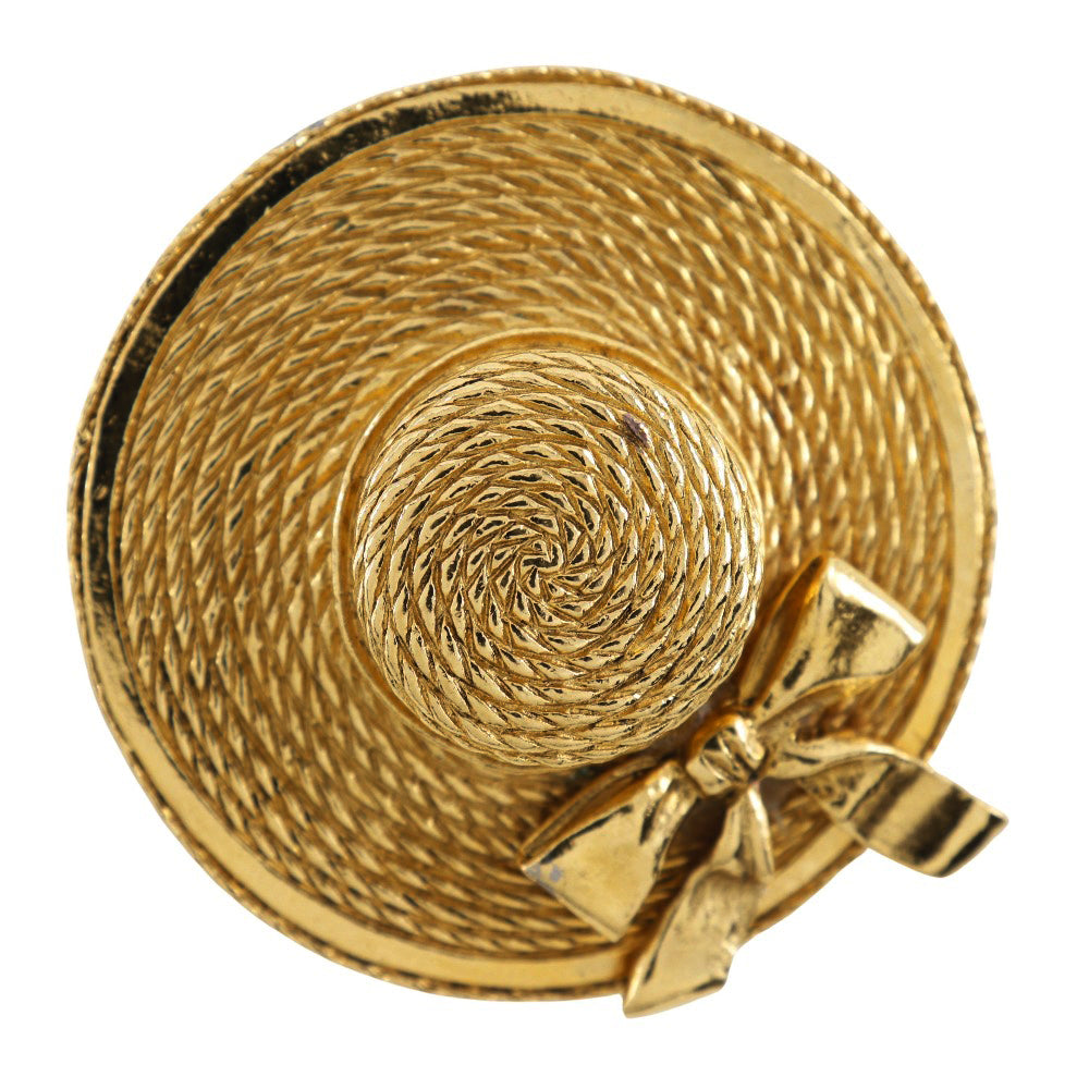 Chanel Gold Plated Straw Hat Brooch