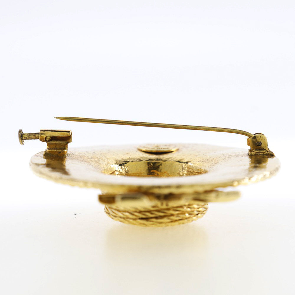 Chanel Gold Plated Straw Hat Brooch