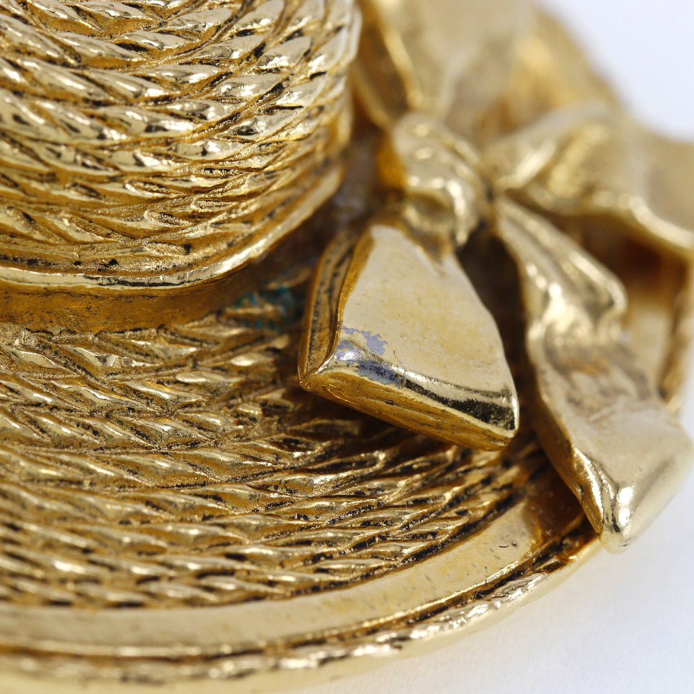 Chanel Gold Plated Straw Hat Brooch