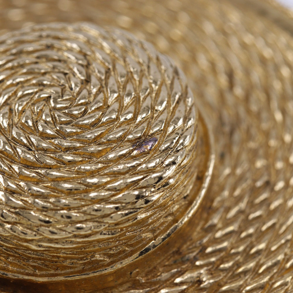 Chanel Gold Plated Straw Hat Brooch