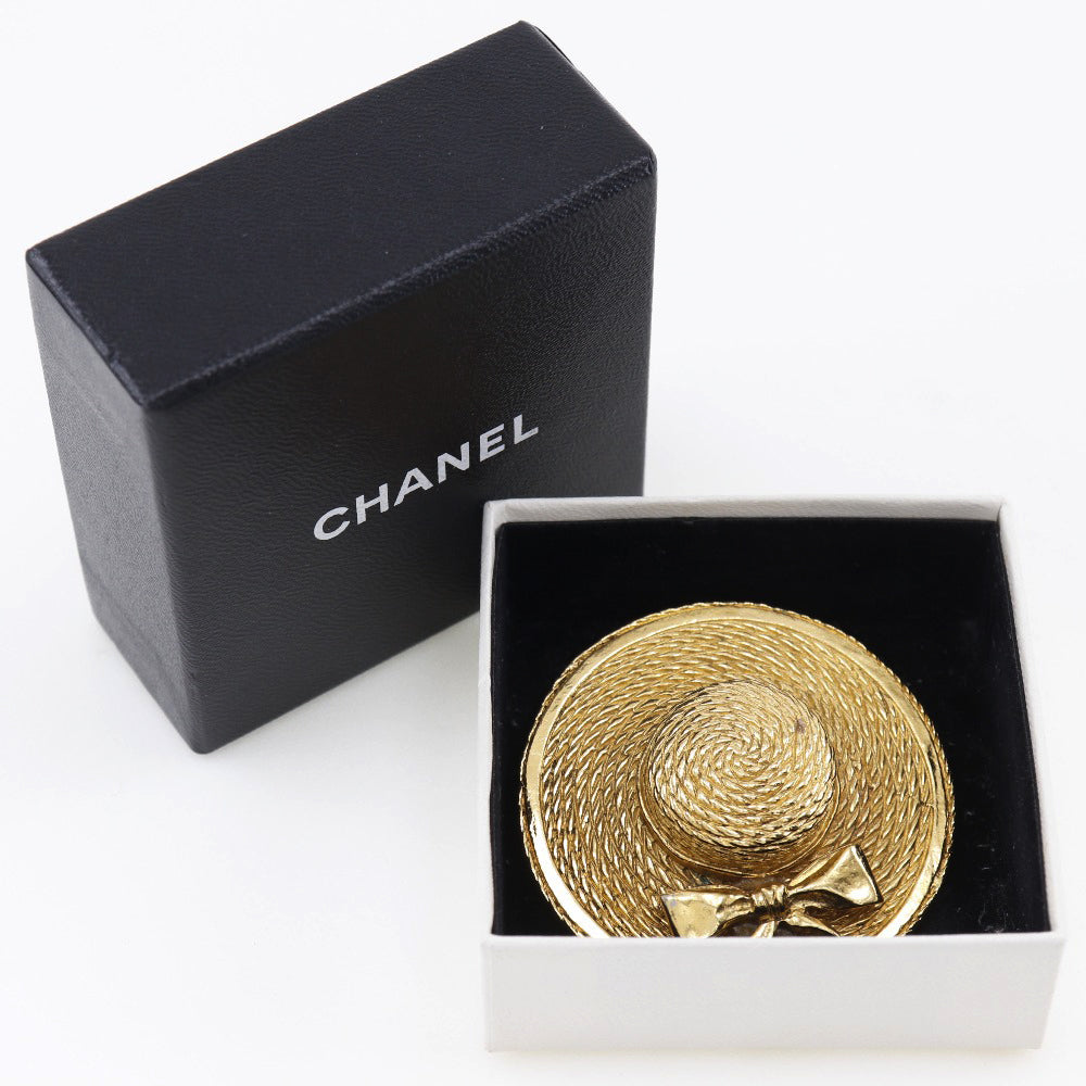 Chanel Gold Plated Straw Hat Brooch