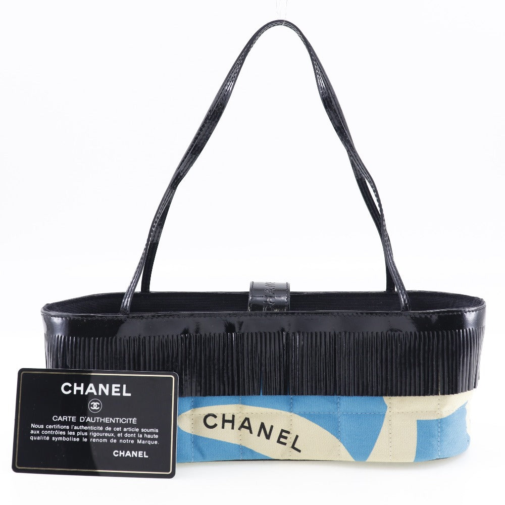 Chanel Canvas Patent Leather Handbag