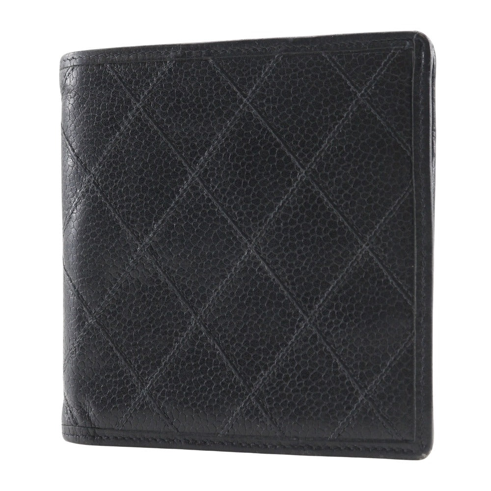 Chanel Quilted Caviar Bifold Wallet Leather Short Wallet in Good condition