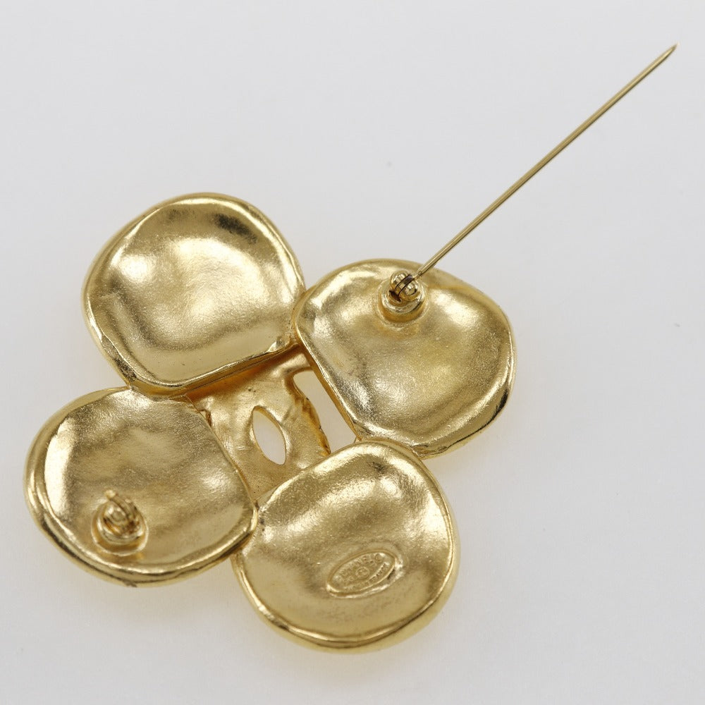 Chanel Clover Brooch Gold Plated 96P