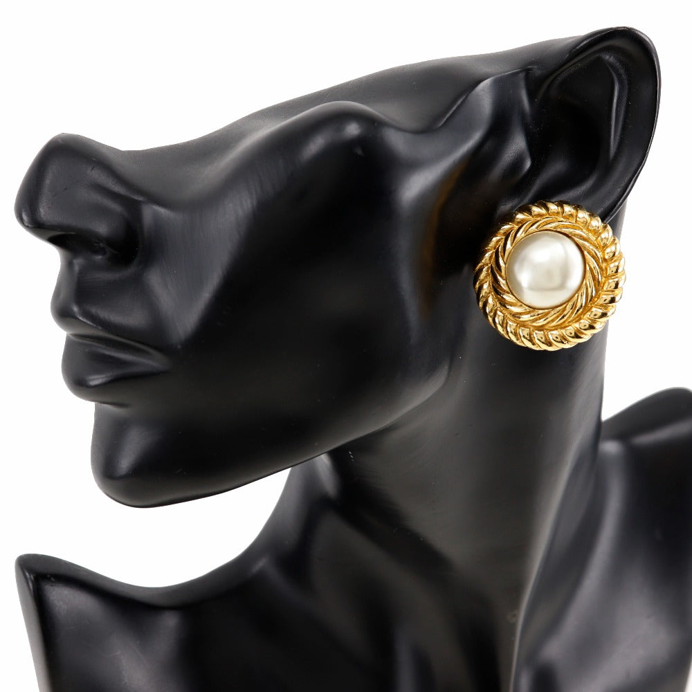 Chanel Gold Plated Faux Pearl Earrings