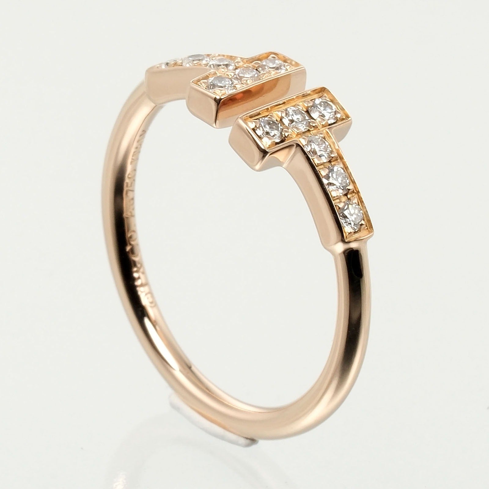 Tiffany & Co T Wire Ring K18 Pink Gold 12P Diamond