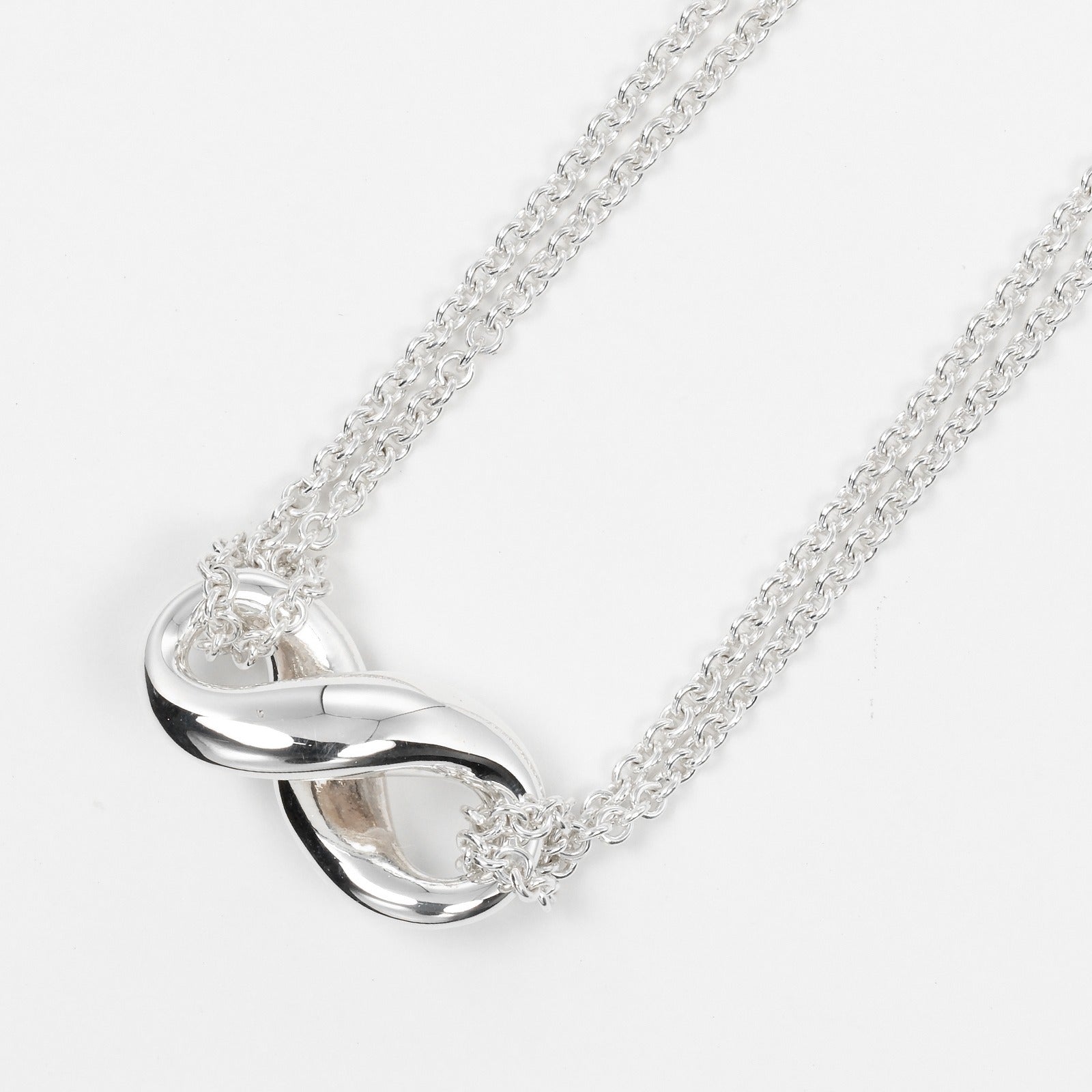 Tiffany & Co Infinity Double Chain Necklace Silver 925