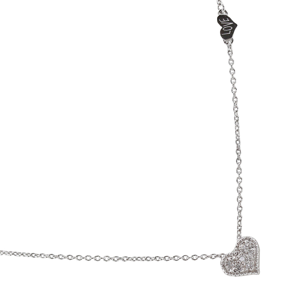 K18 White Gold Diamond Heart Necklace