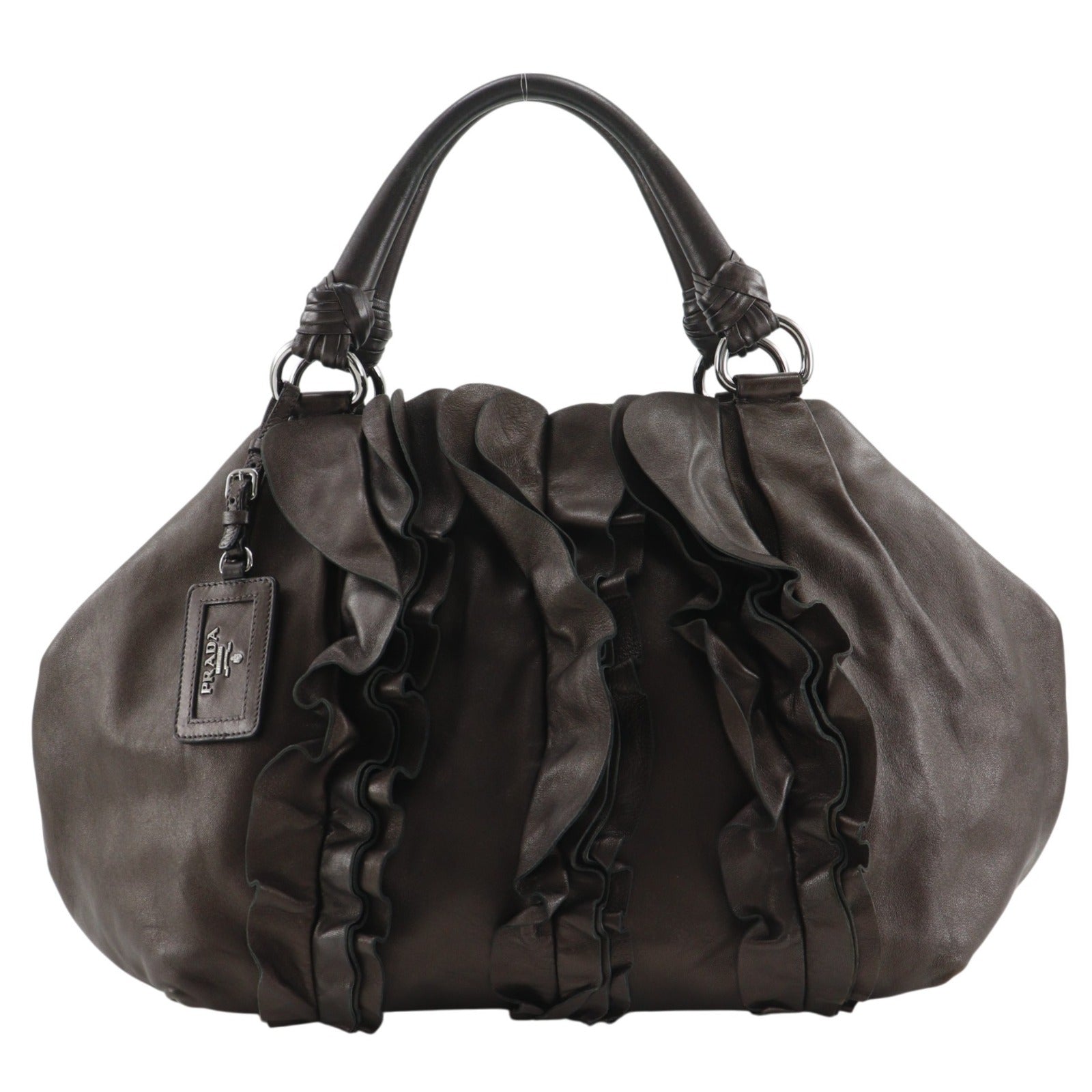 Prada Frill Leather Tote Bag