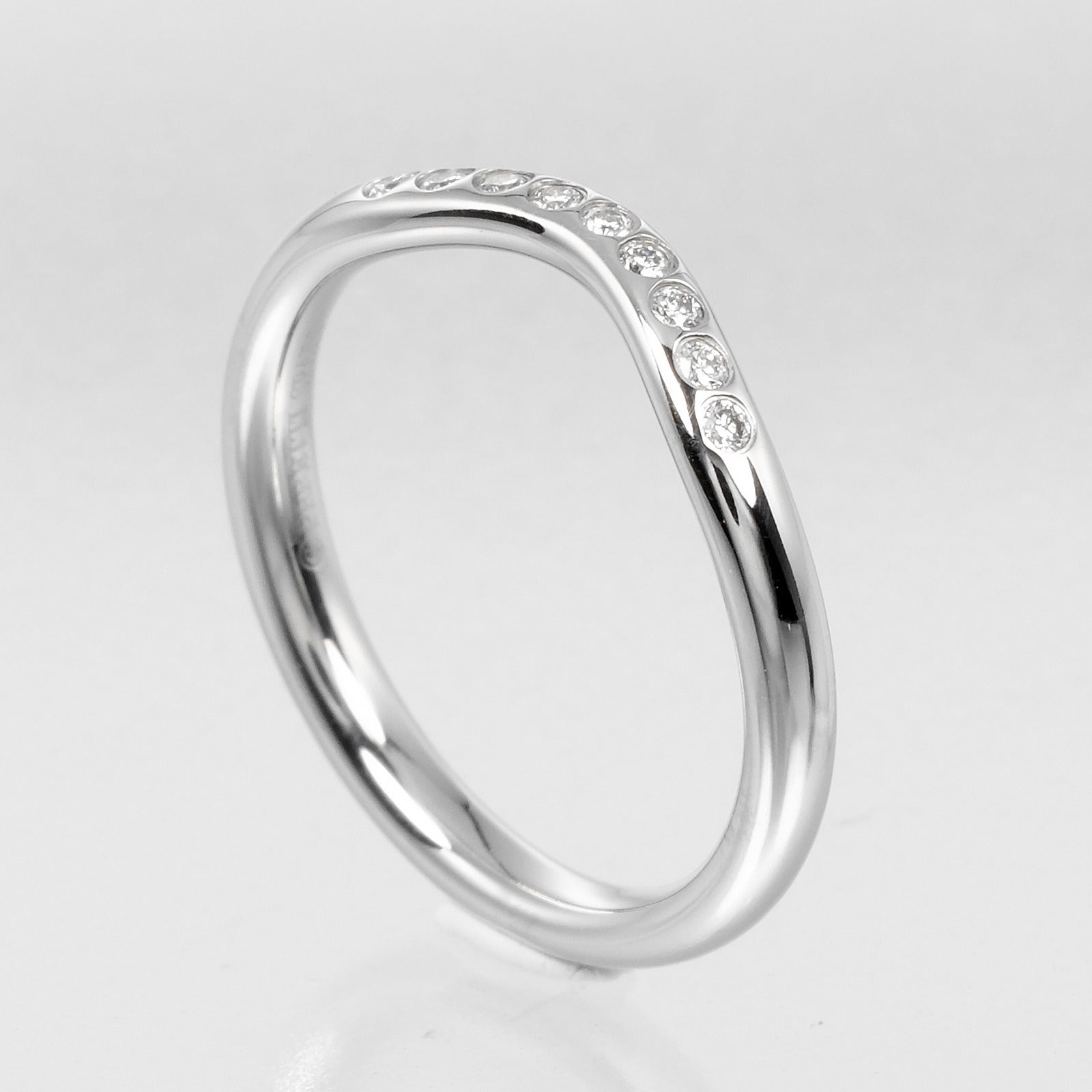 Tiffany & Co Platinum Diamond Curved Band Ring