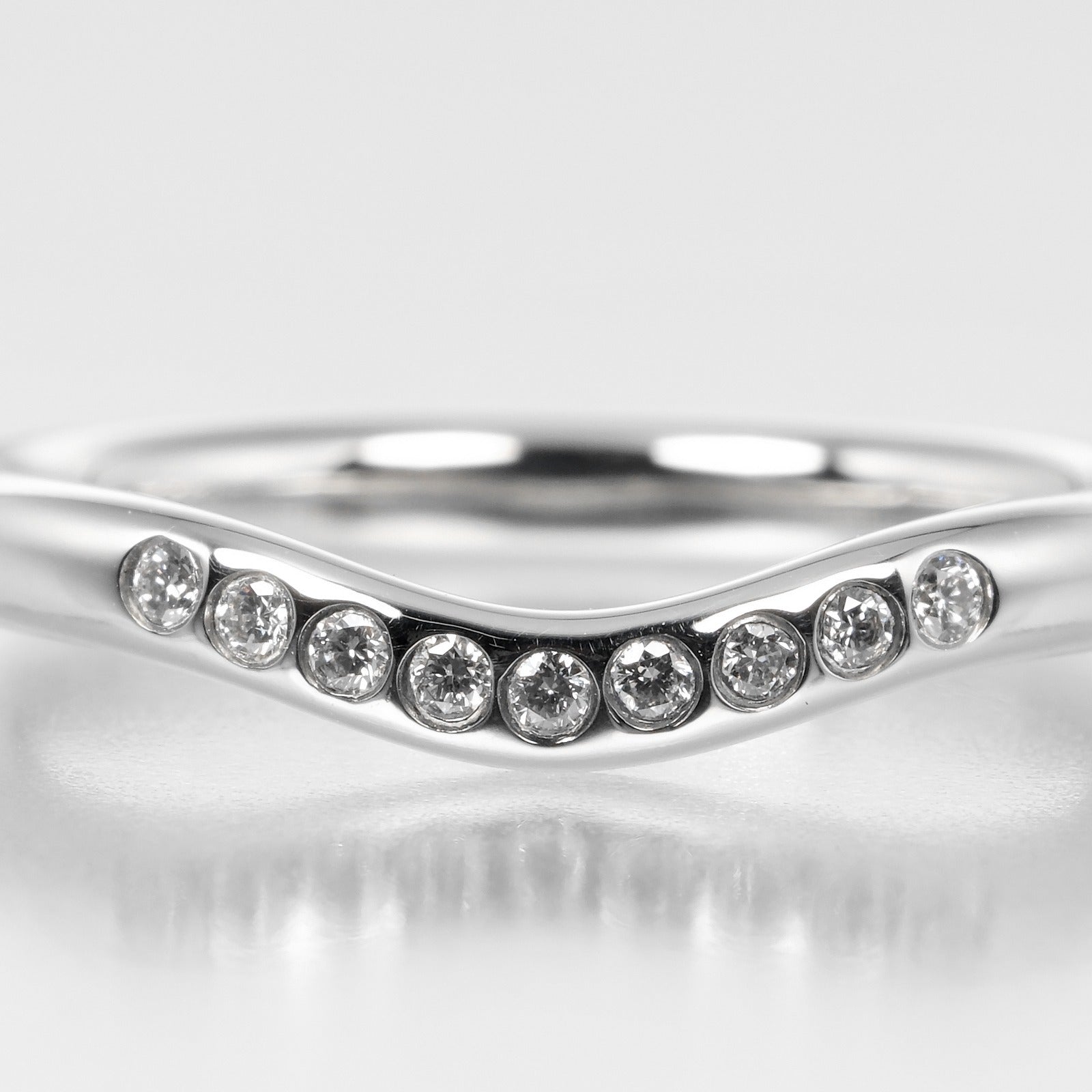 Tiffany & Co Platinum Diamond Curved Band Ring