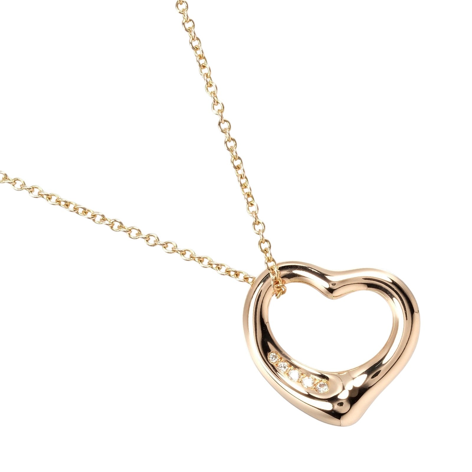 Tiffany & Co Open Heart Necklace K18 Pink Gold 5P Diamond